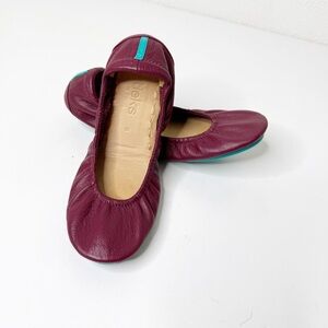Tieks Maroon Ballet Flats with Teal Accent